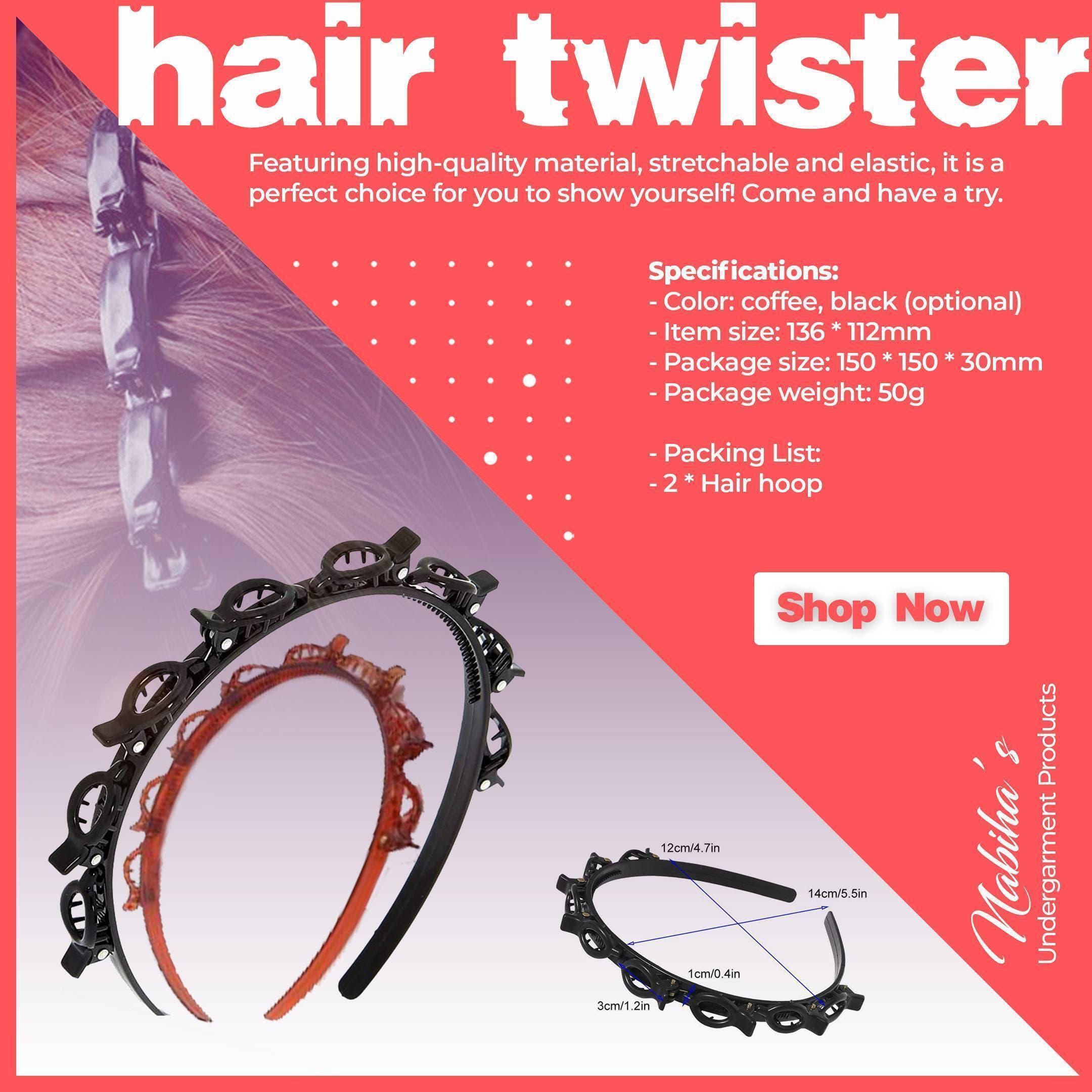 Hair Twister Hair Band Headband With Clip Hair Styling Fashion - Pack of 2 Piece