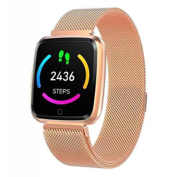GETIIT MARK-Gold Executive Smart Watch with Heart Rate Monitor, High Definition Display, 3D Dynamic View, Waterproof and Built-In Sports Look Steel Band