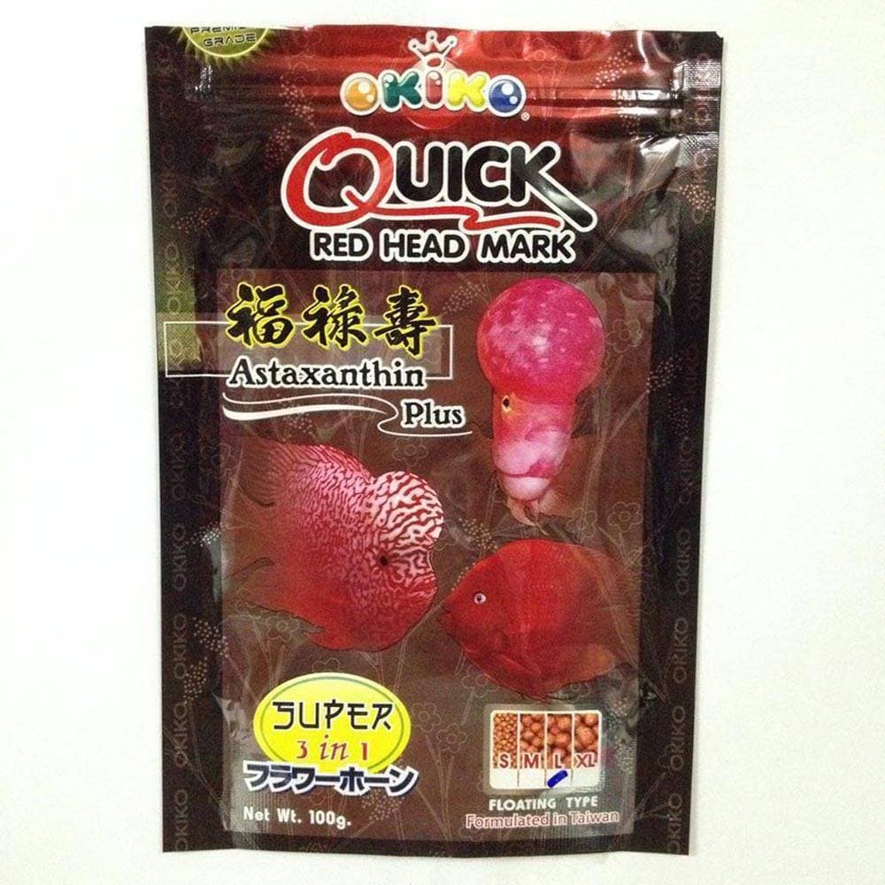 Okiko Quick Red Head Mark Flower Horn Fish Food - 100g