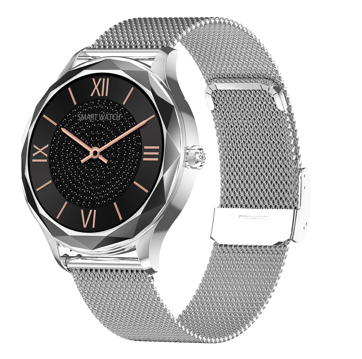 Getiit Ruby Smart Watch Dimond Cut Design For Ladies Color Silver