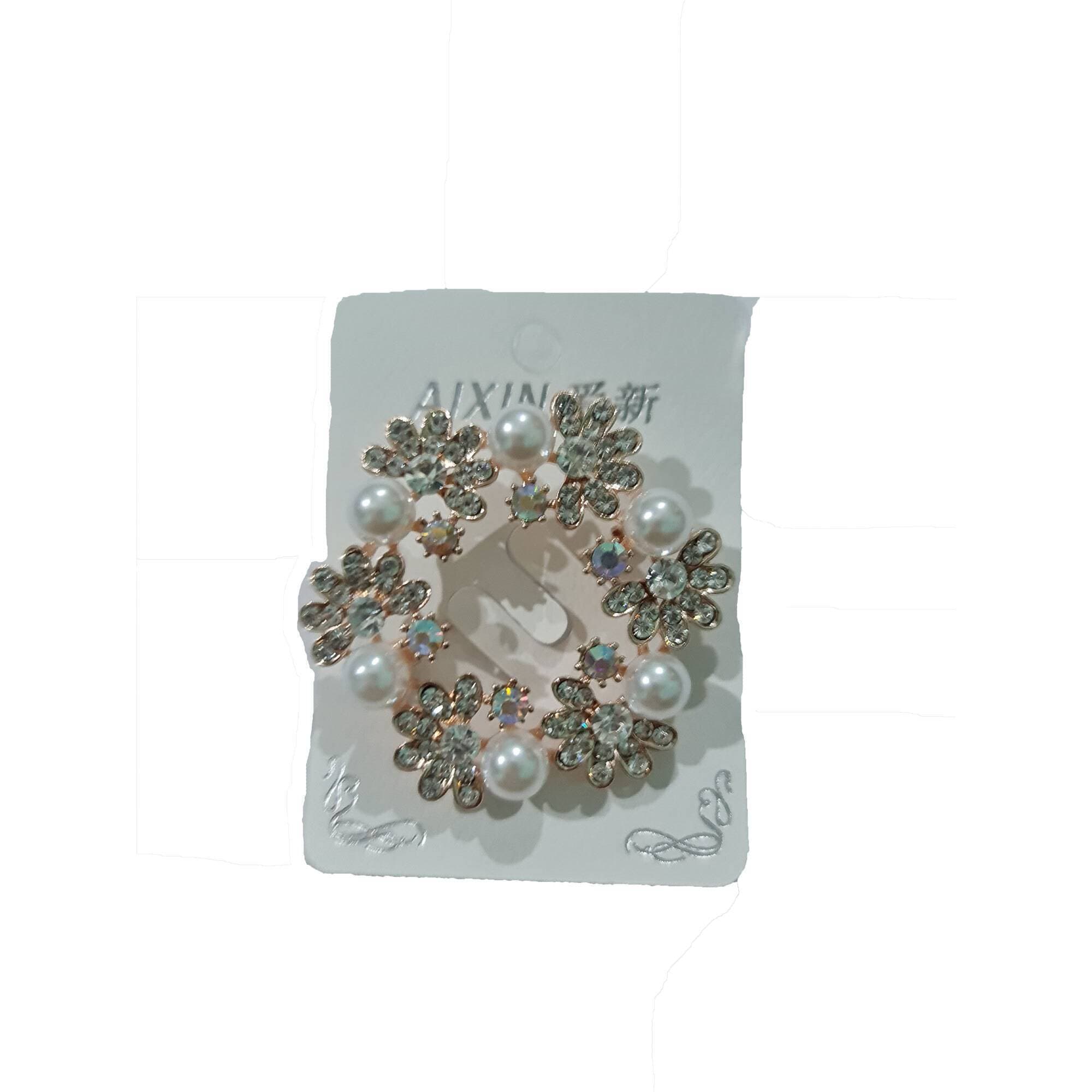 Flower Rhinestone Brooch-Scarf Pin