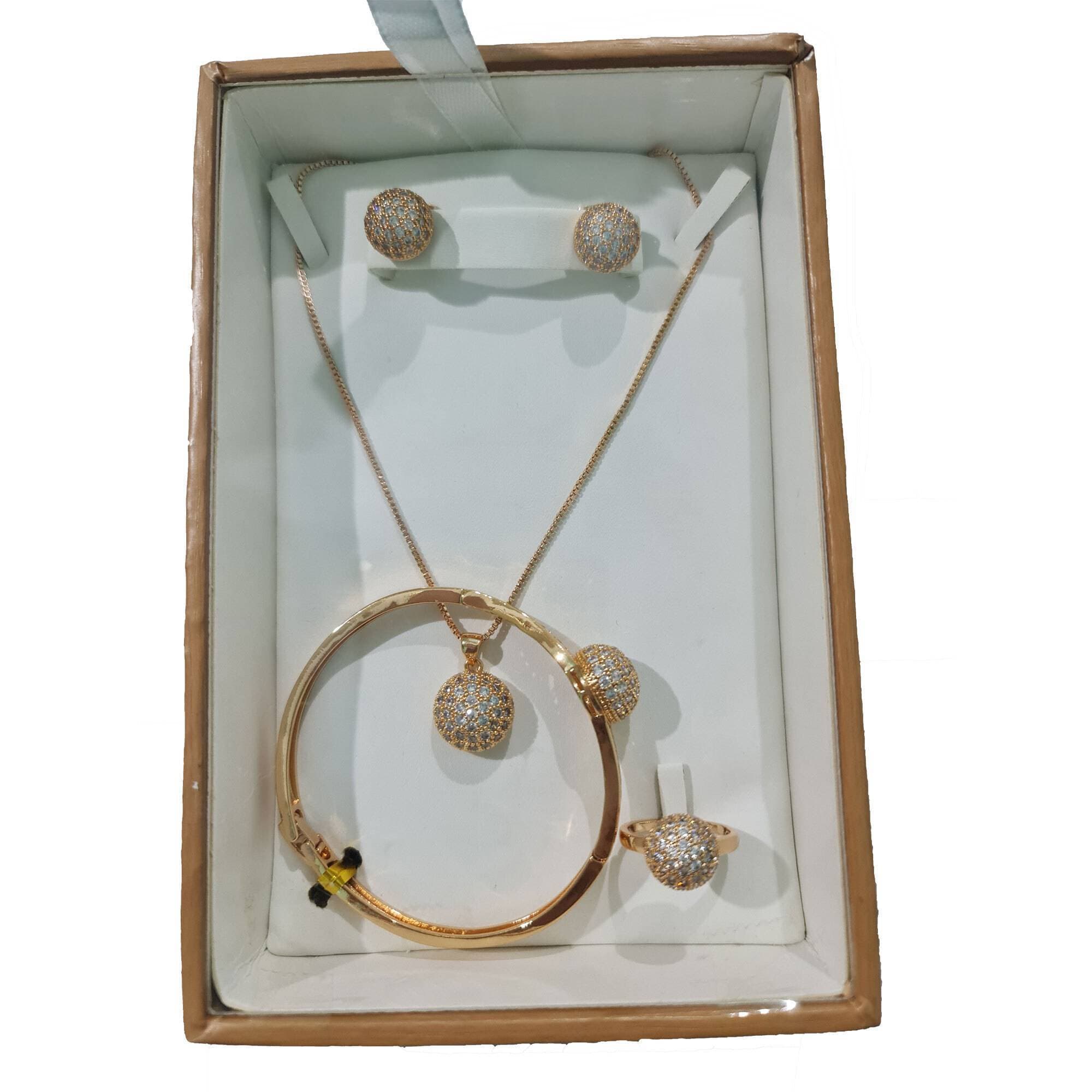 1 Carat Bridal Necklace Full Set Gold Plated Complete Set Bridal 1 Set