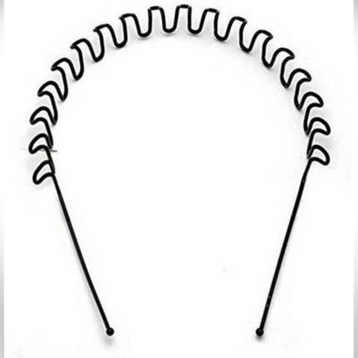 Wave Headband Metal Strong Hold Rust Free Hair Band Accessories for Men and Women Best Quality Strong Metal Zig Zag Hairband for Men & Women - Black