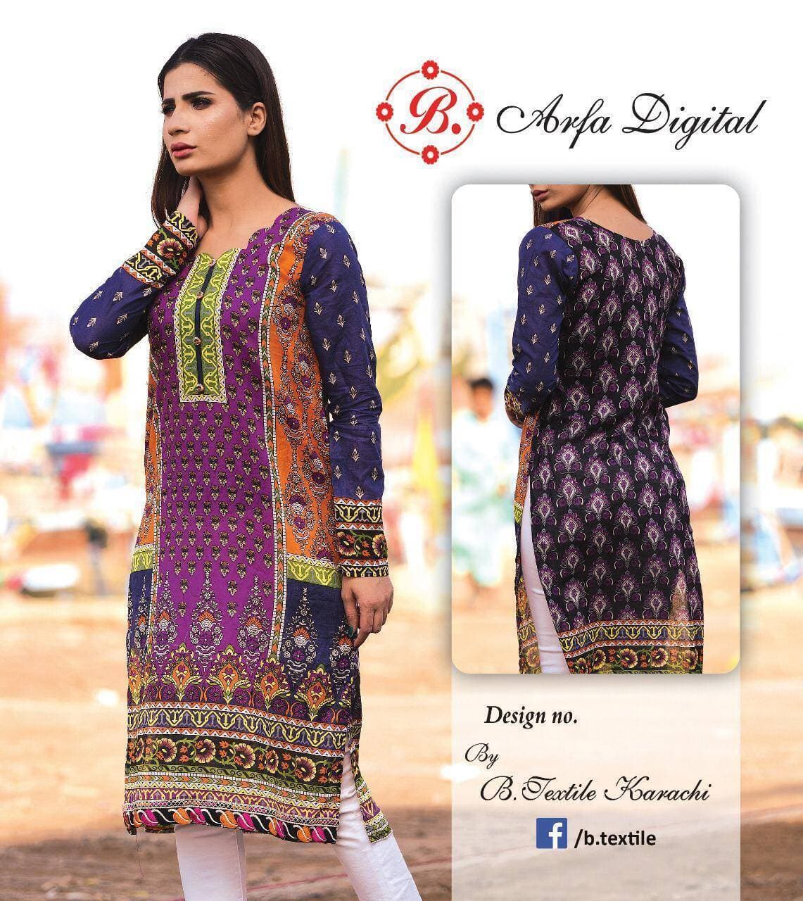 Arfa Digital Kurtis unstitch Printed