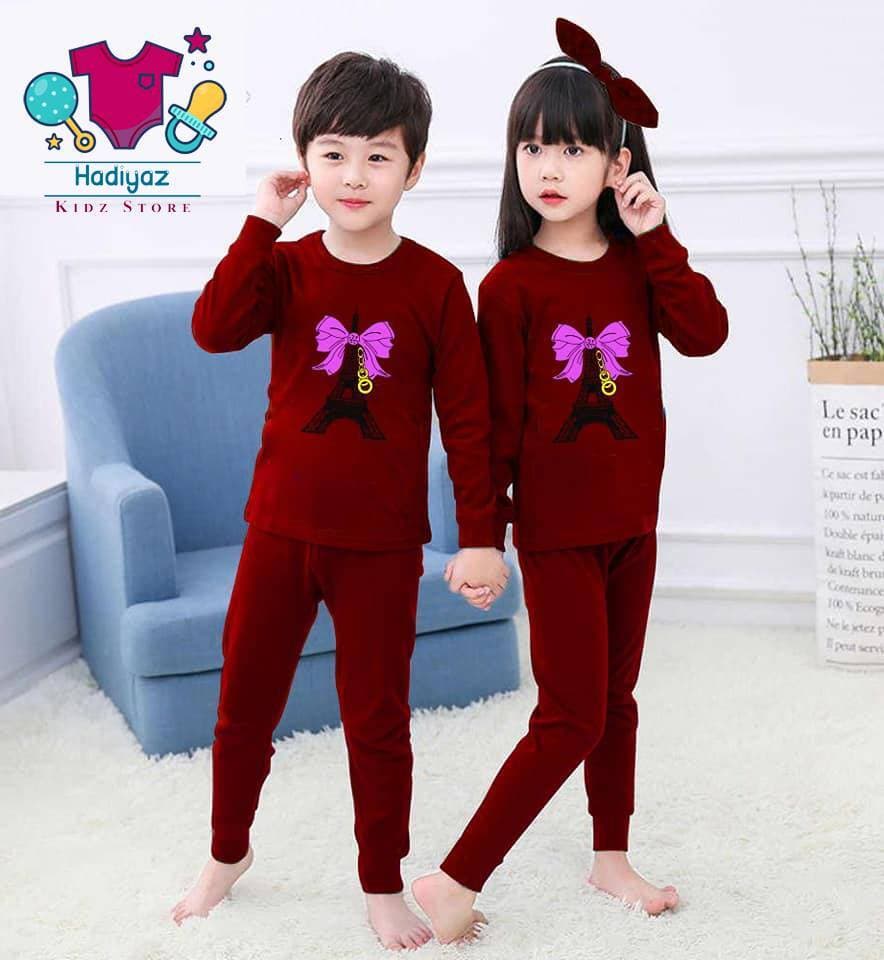 Summer Collection Kids Nigh Suits Pack Of 2 - Maroon Color