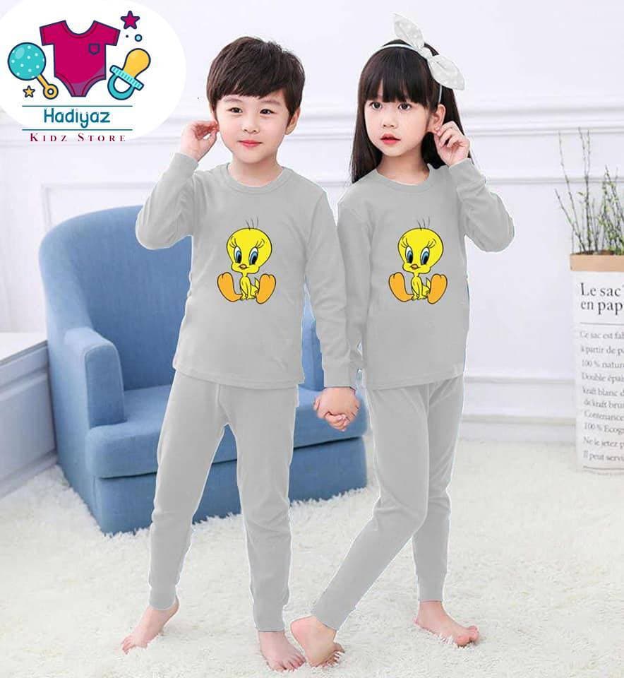 Appealing Summer Collection Kids Nigh Suits Pack Of 2 - Light Grey Color