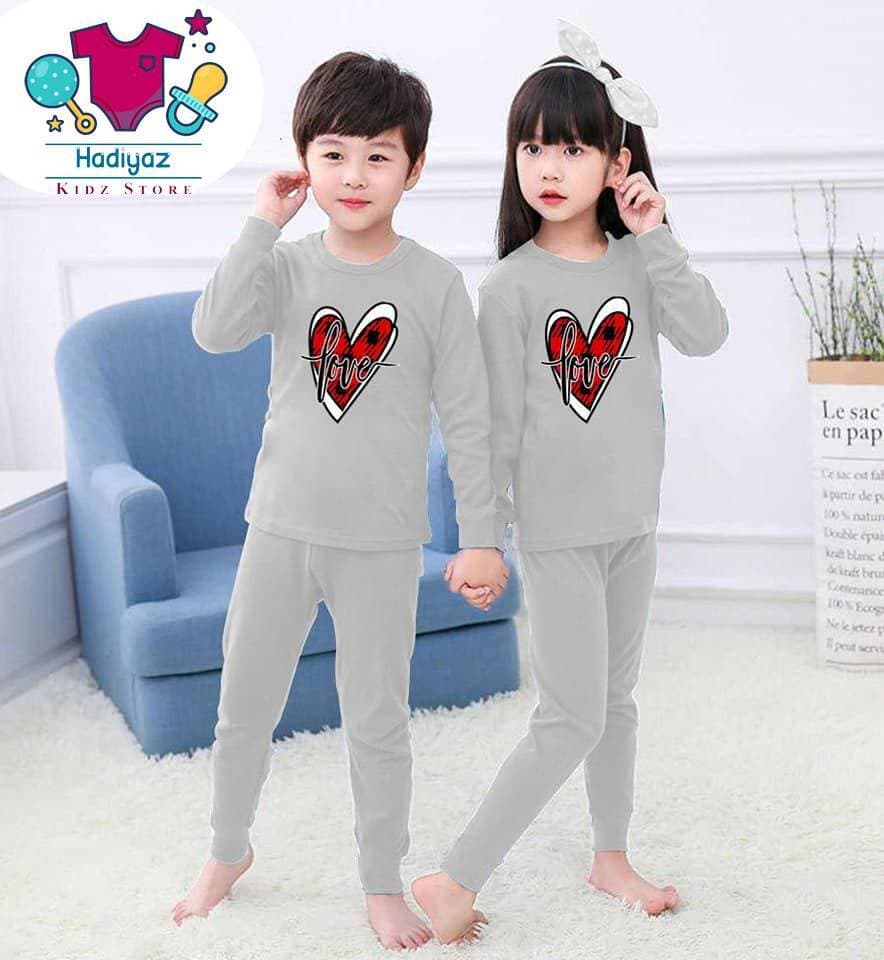 Flawless Summer Collection Kids Nigh Suits Pack Of 2 - Light Grey Color