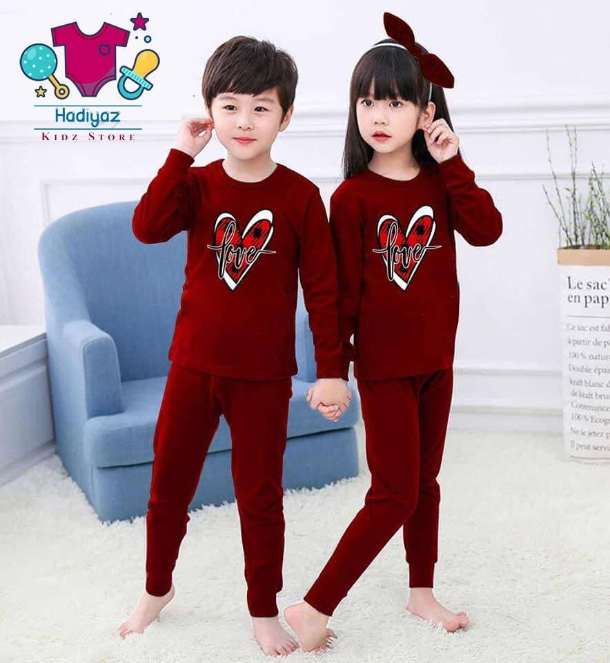 Summer Friendly Collection Kids Nigh Suits Pack Of 2 - Maroon Color