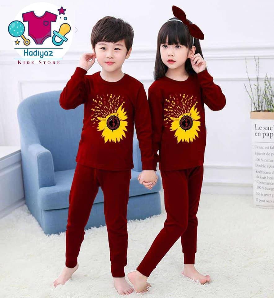 Well Formed Summer Collection Kids Nigh Suits Pack Of 2 - Maroon Color