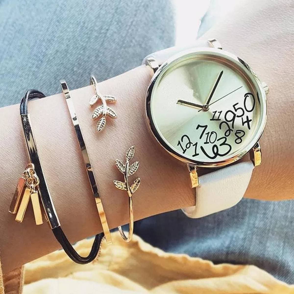 Women Bangle Jewelry Leather Rope Crystal Bead Bracelet