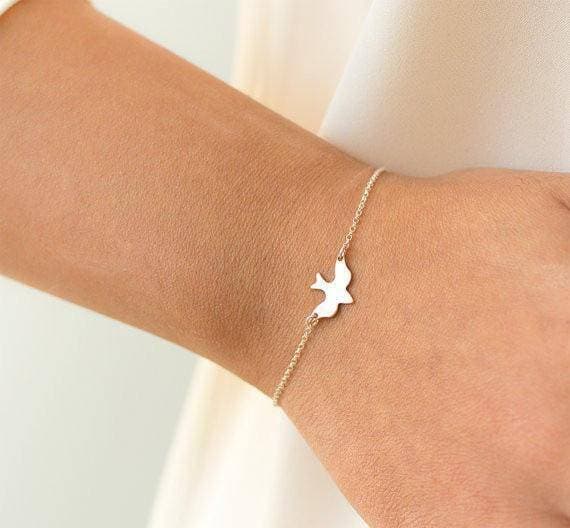 Tiny Peace Bracelet Soar Flying Birds Bracelet