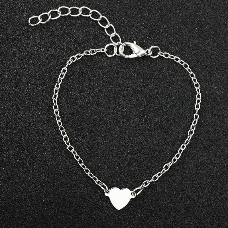 Heart-shaped Love Heart Stainless Steel Bracelets - Silver Color