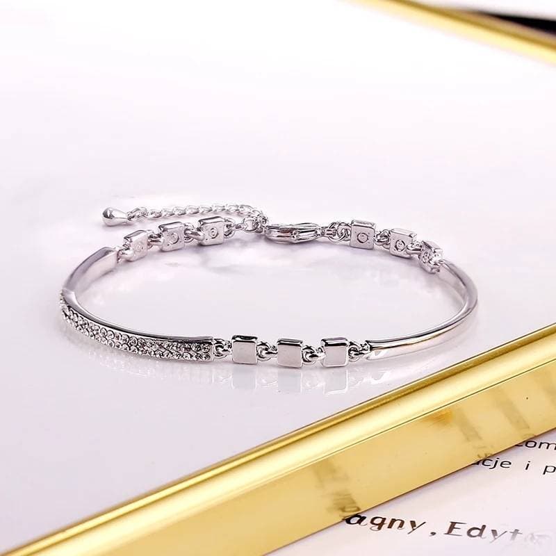 Shiny Best Crystal Charm Bracelet Gold Silver Color Cuff Bracelets Women Fashion Luxury Jewelry - Silver Color