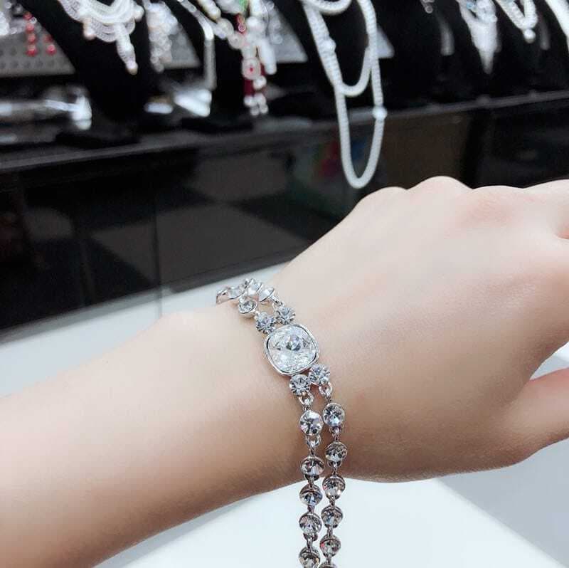 Original Swarot Silver & Red Crystal Charm Rhinestone Bracelet for Girls Women - White Color