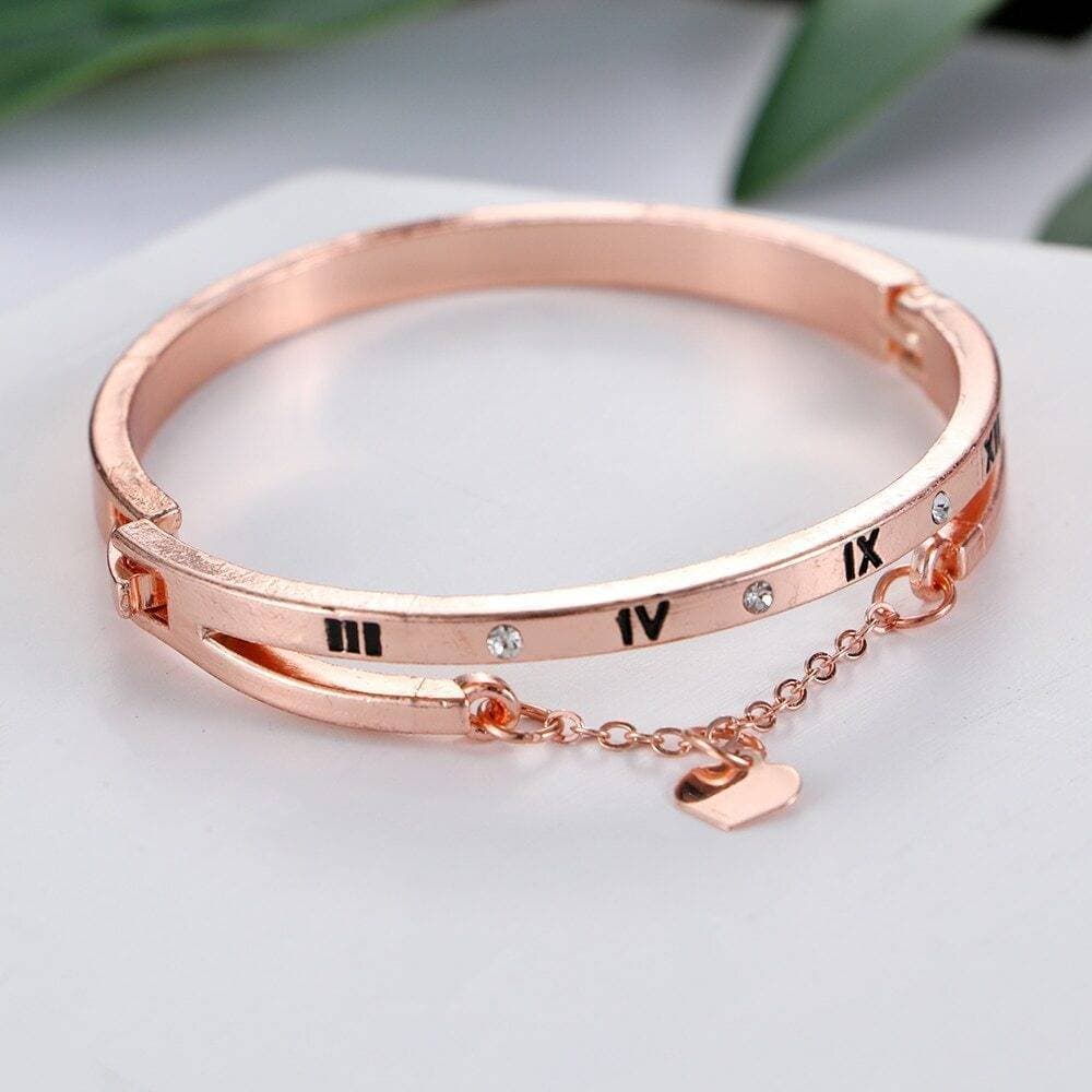 Luxury Rose Gold Stainless Steel Bracelets Bangles - Oriental Pink Color