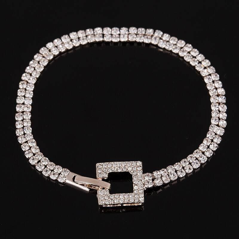 Classic Crystal Pave Link Bracelet Bangle Fashion Full Rhinestone Jewelry for Women