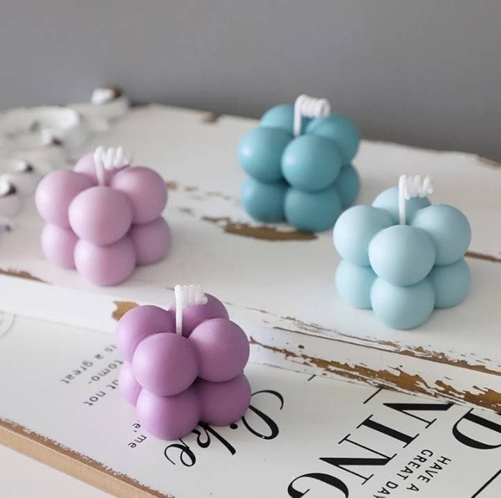 4 PCs, Pastel Bloom Bubble Candles Set, Bubble Candles