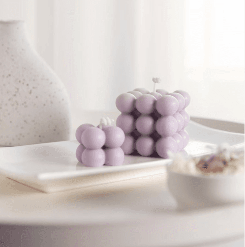 2 PCs, Pastel Purple Bubble Candles Set