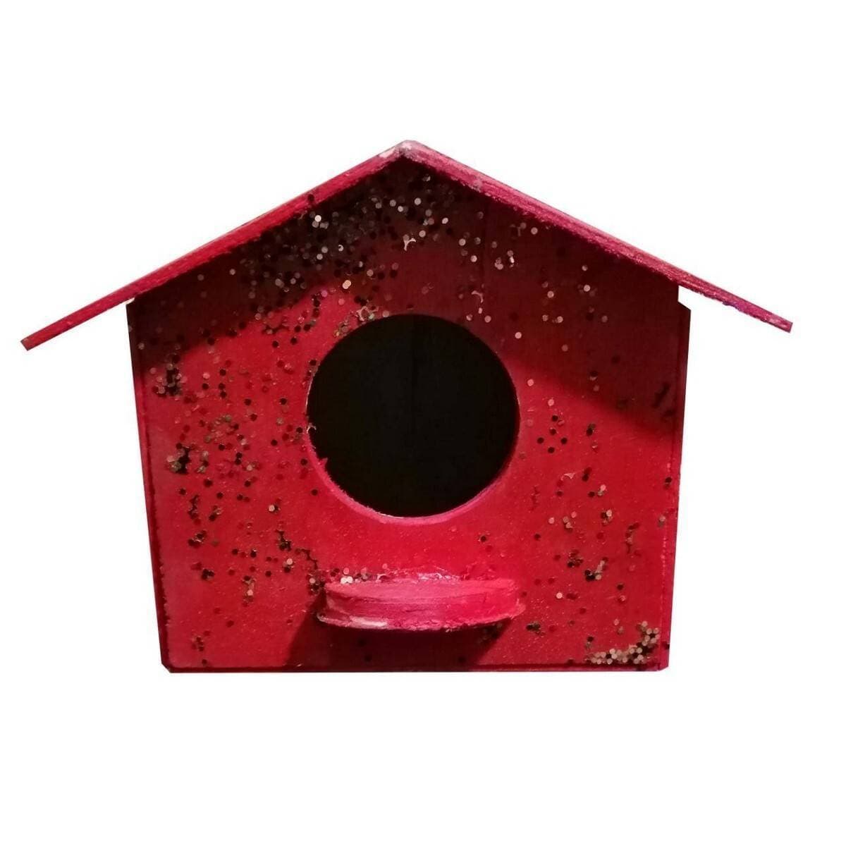 Play Wood Breeding Medium Hut For Birds - Red