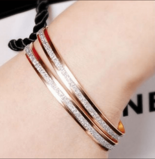 Pair Of Matte Rose Gold Bracelets Bangles