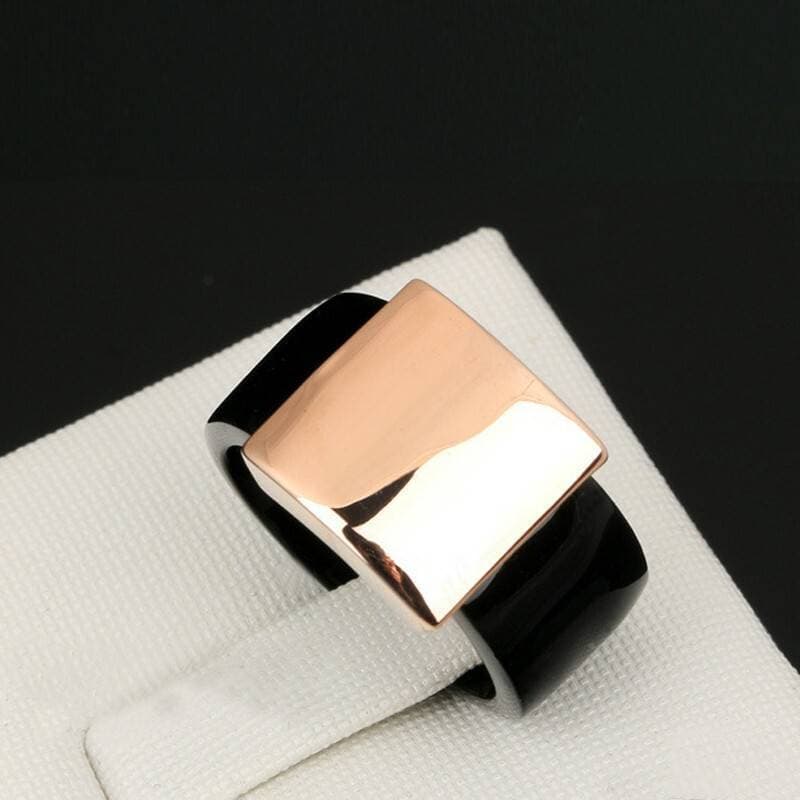 Black Golden Titanium Ring