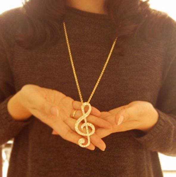 Music Note Long Chain Pendant