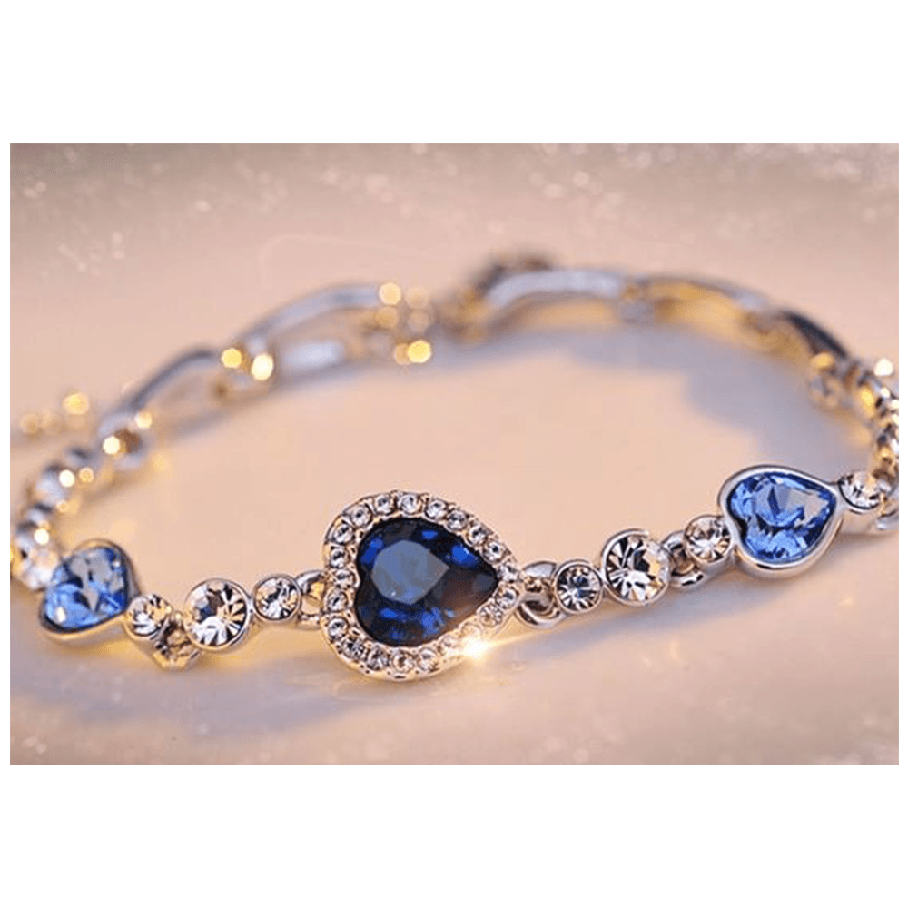 Ocean Blue Crystal Heart Bracelet