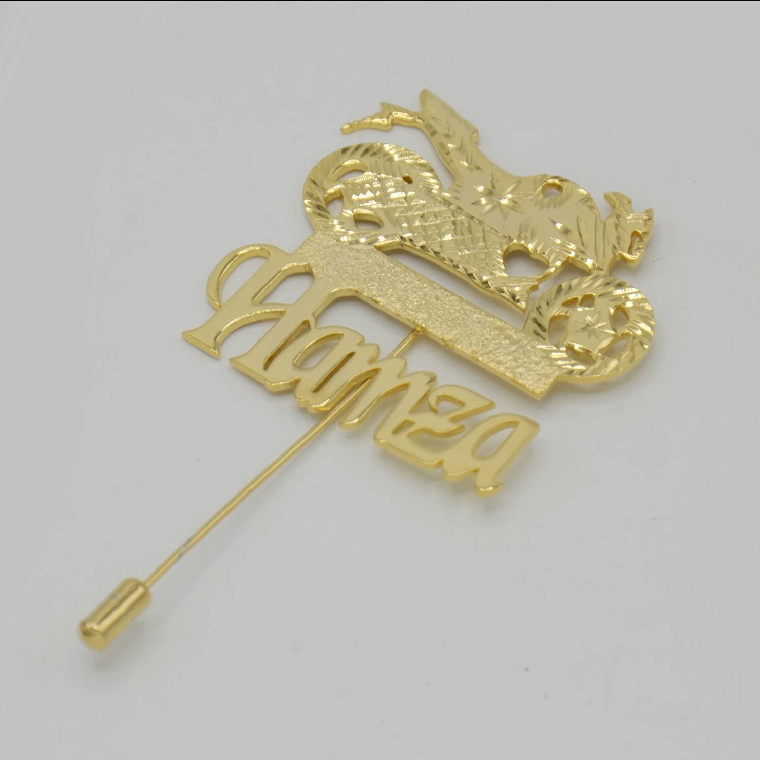 Customize Name With Bike Design/Cut Works - 24K Gold Plated Coat Pin