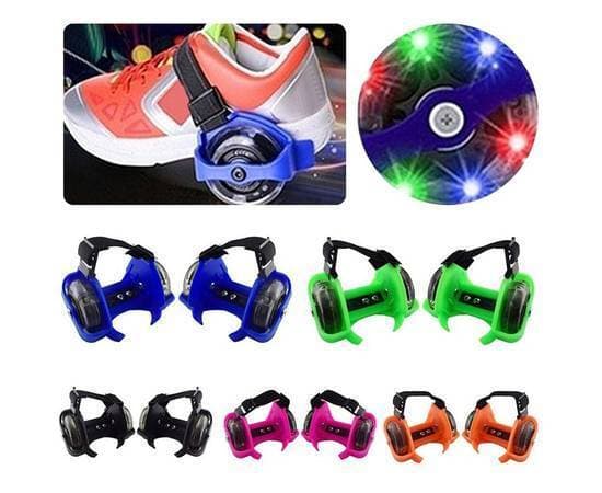 Children & Adults Colorful Flashing Roller Skating Shoes Pulley Flash Wheels Heel Roller Skates Shoe