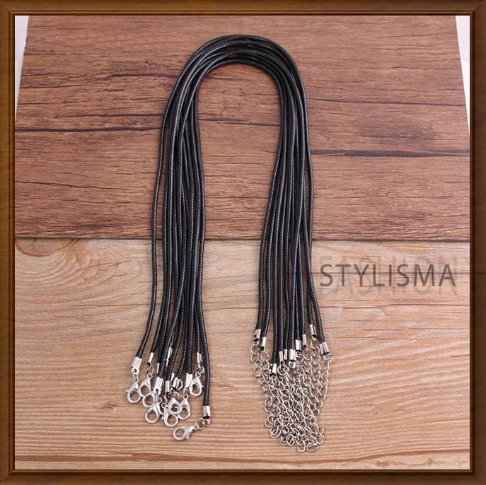 18'' Black Silk Necklace Cord Chain Cotton Rope With Clasp 2.0Mm (5Pcs)