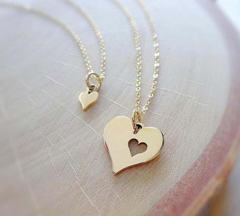 24C Gold Plated Heart Shape Necklace with Mini
