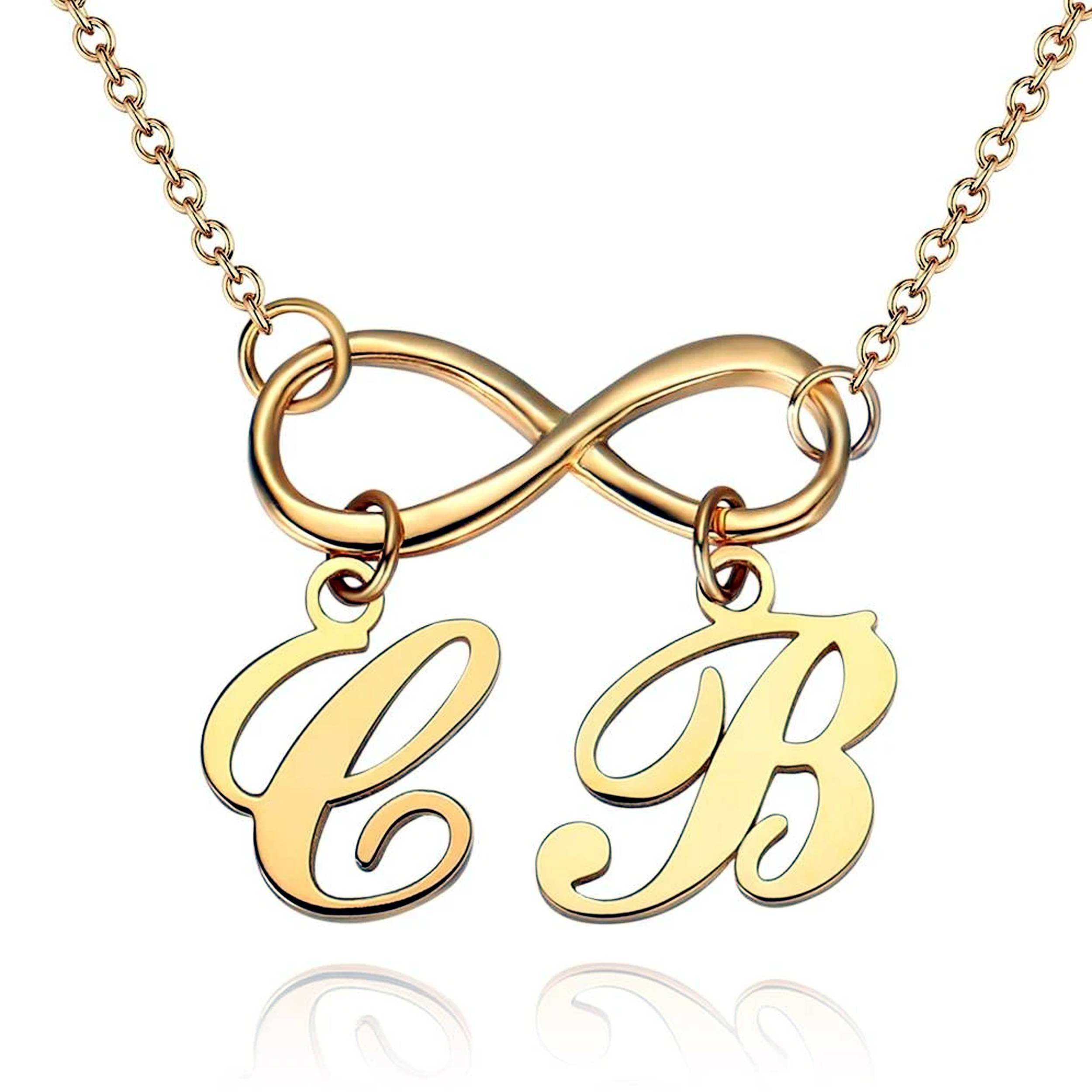 24c Gold Plated Infinity Style With Initials Necklace
