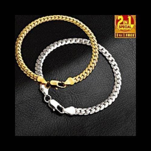Pack of 2 Silver & Golden Men Bracelets