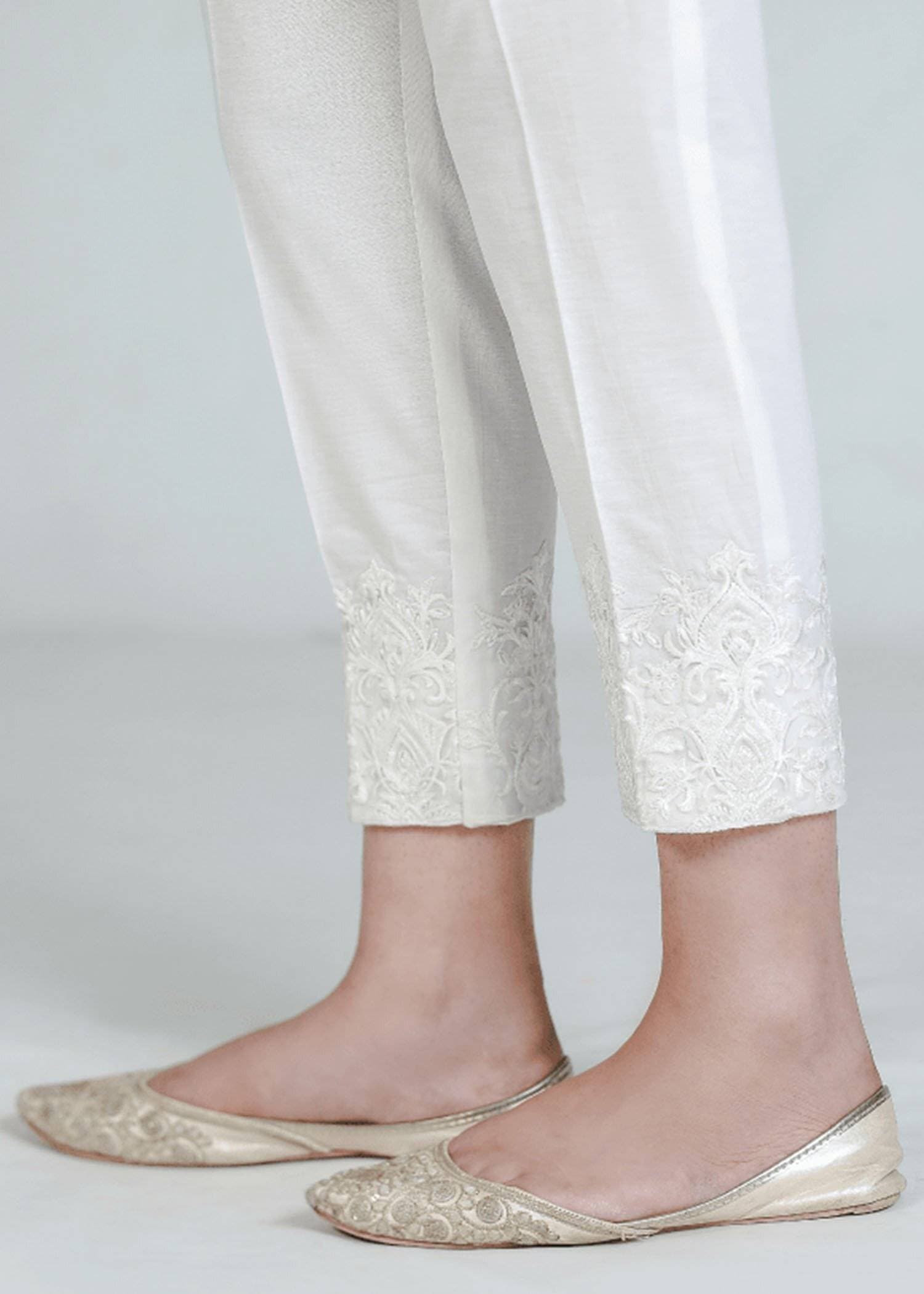 Women Stitched Trouser for Winter Off White Color SFT-030