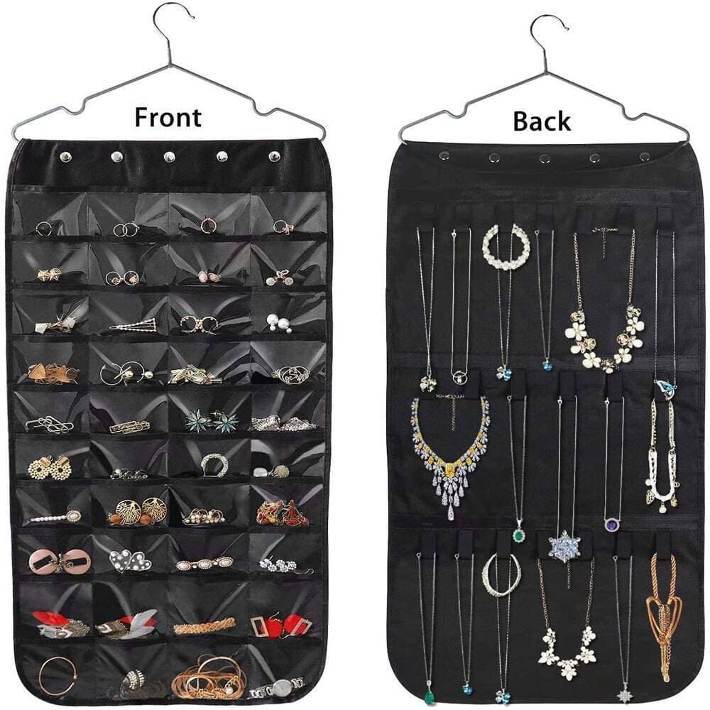 Hanging Pocket Jewelry Organizer - Black