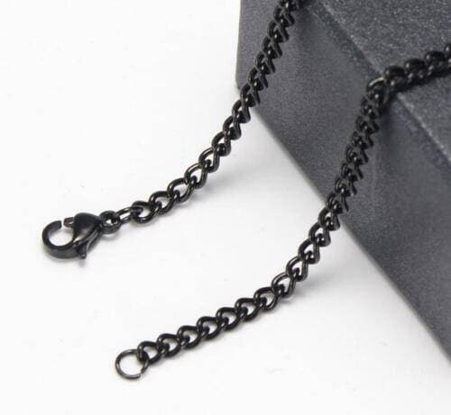 Stainless Steel Chain Thin Curb Necklace For Men - Black