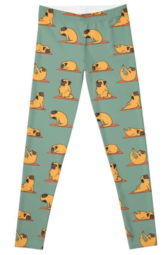 Pug Yoga  Leggings Jersey Fabric For Ladies