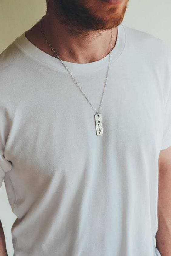 Metal Plate Engrave Necklace For Men