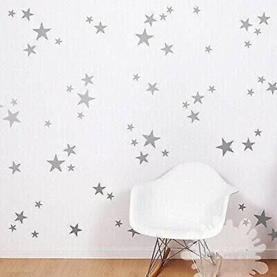 Pack Of 100 Stars Stickers Pvc Silver Shiny Colour Wall Stickers