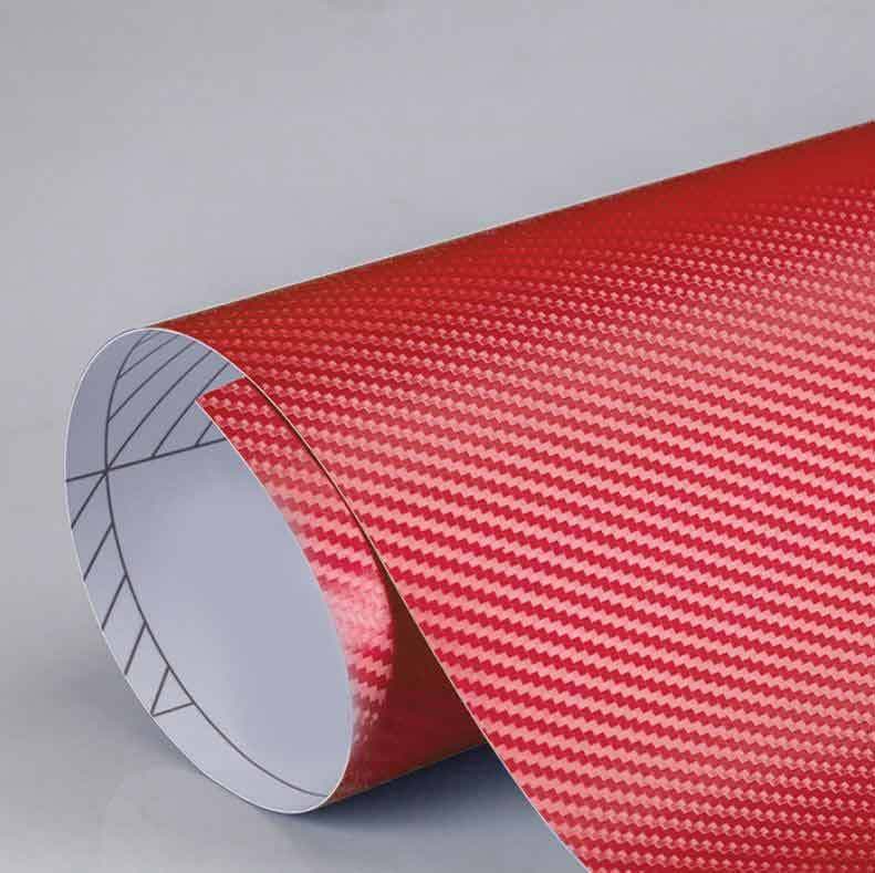 12 X 12 Inches Red Sticker 3D Carbon Fiber 1 Feet Paper
