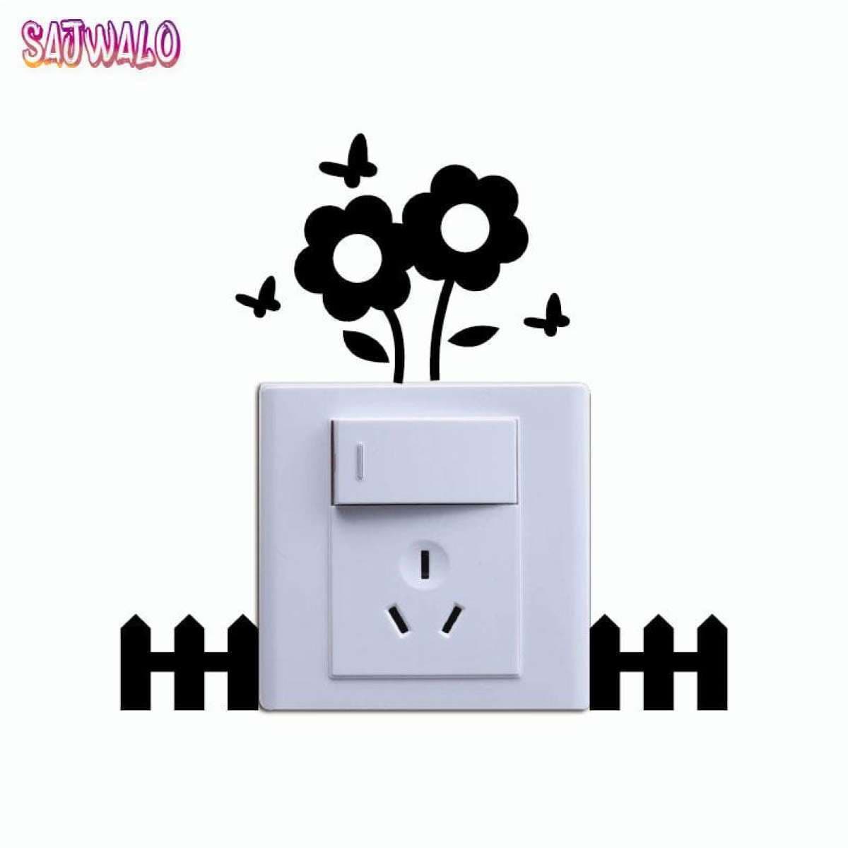 Beautiful Flower Fence Switch Sticker Wall Decoration