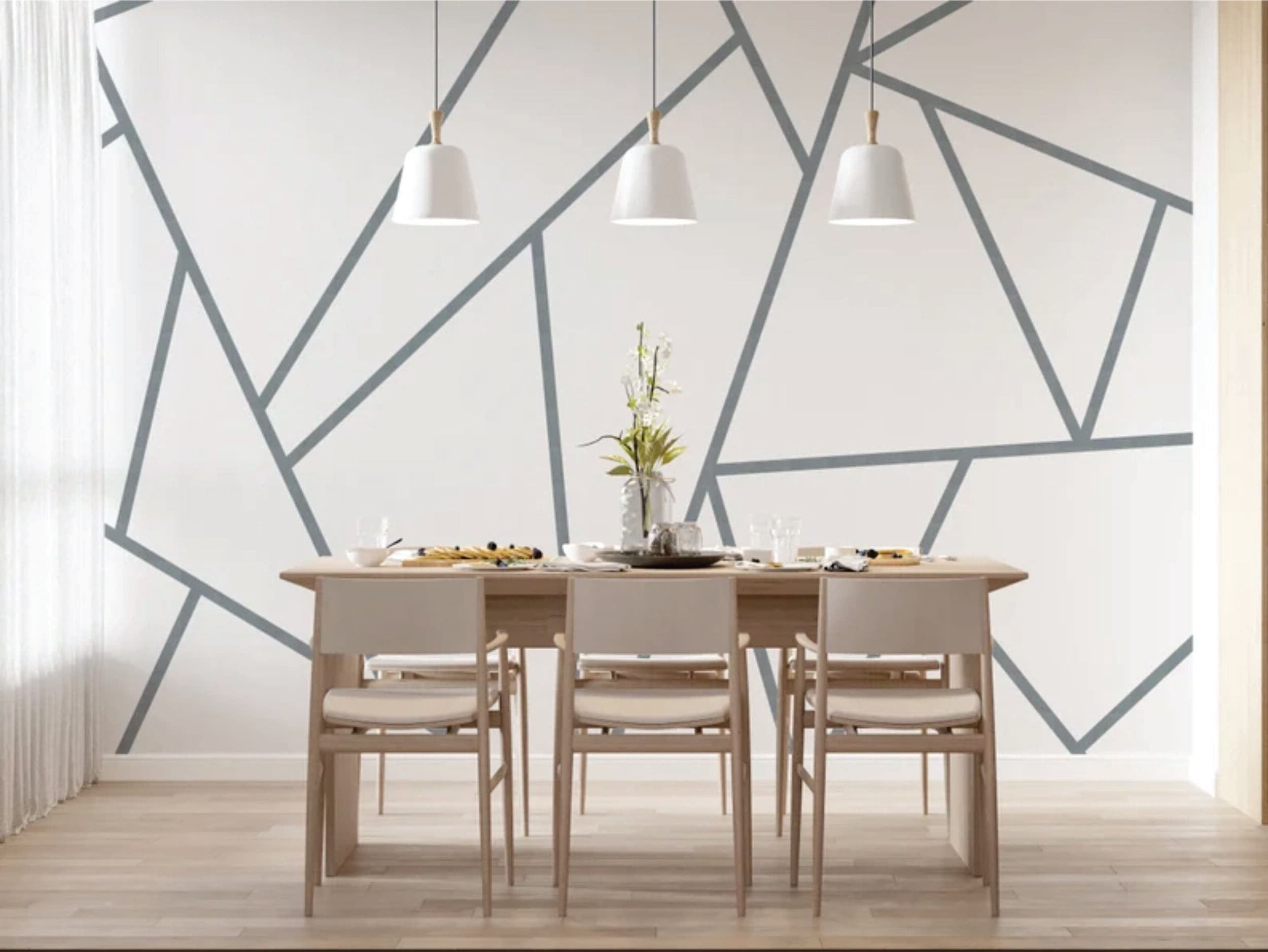 Abstract Geometrical Lines Wall Decals - 1 Inch x 75 Feets