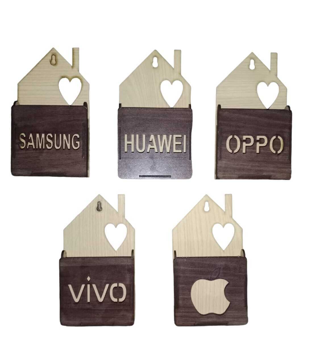 Wall Wooden Charging Mobile Holder - Pack Of 5