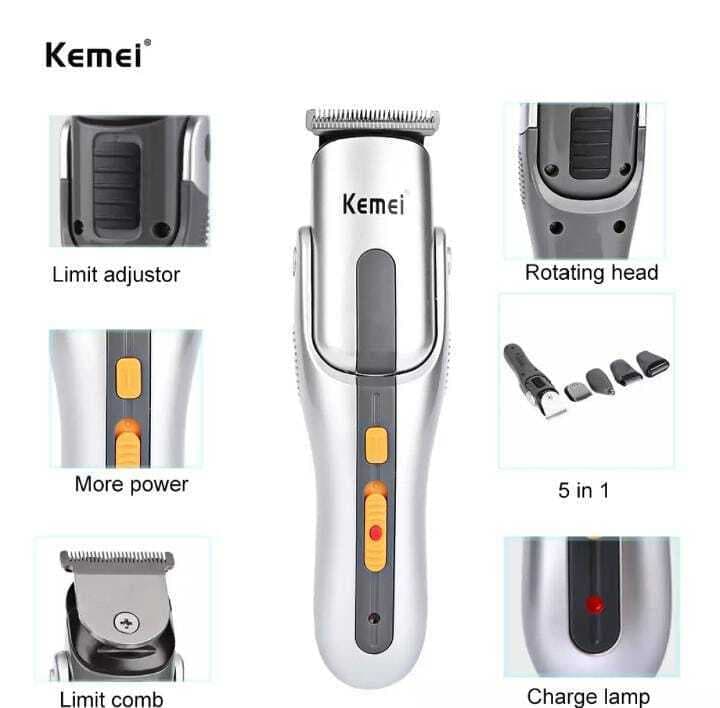 Kemei 8 In 1 Trimmer All In 1 Shavings Set - Silver