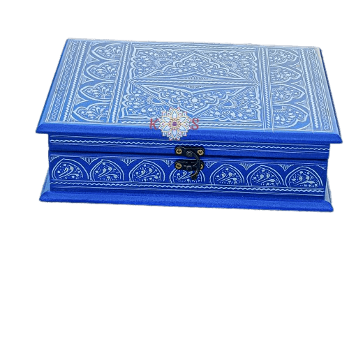 Jewellery Box Novelty Item Unique Blue Pottery Artisan Traditional Hand Carved