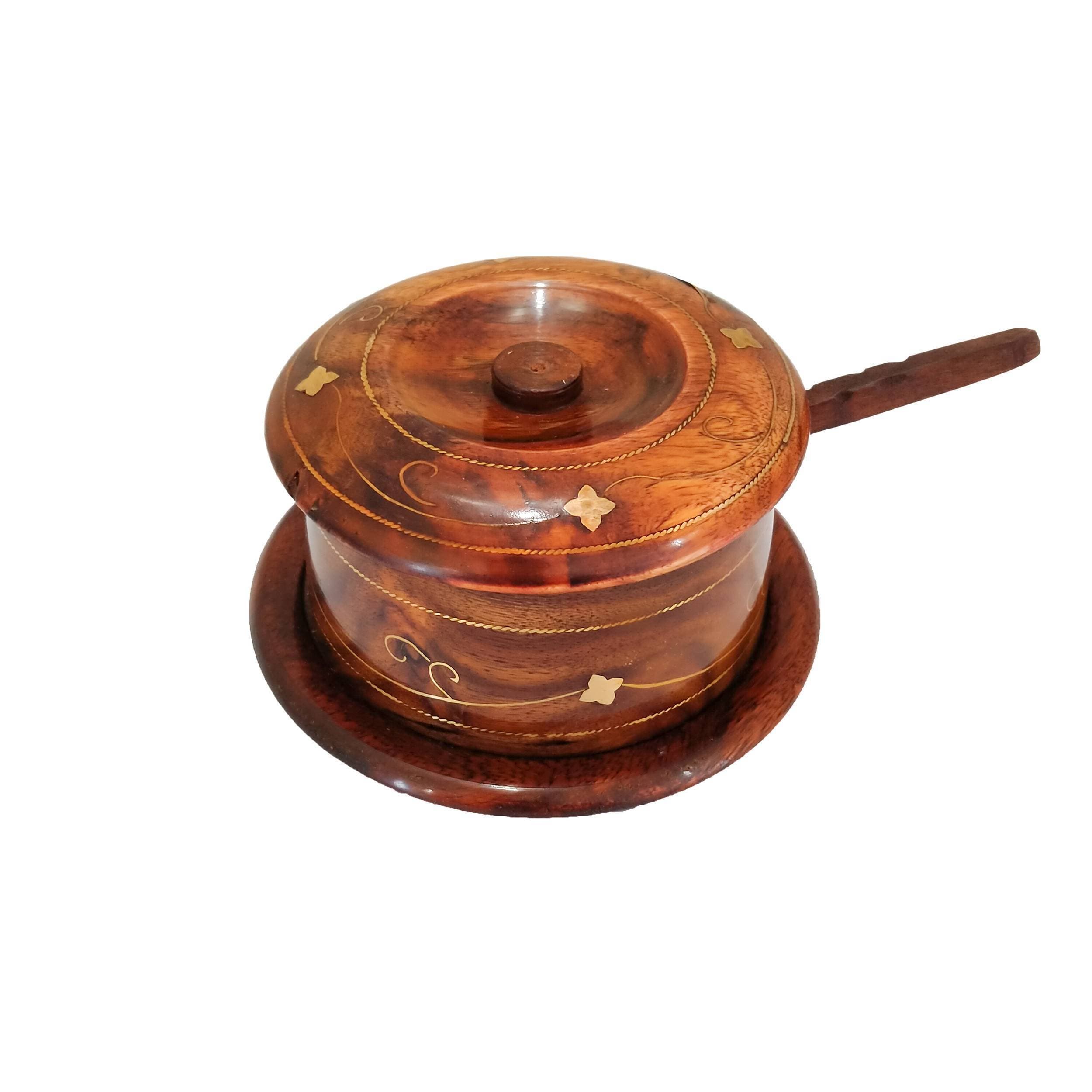 Sugar Pot Wooden Canister With Spoon