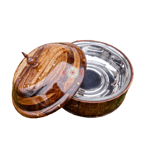 Hotpot With Steel Bowl And Brass Work - Brown
