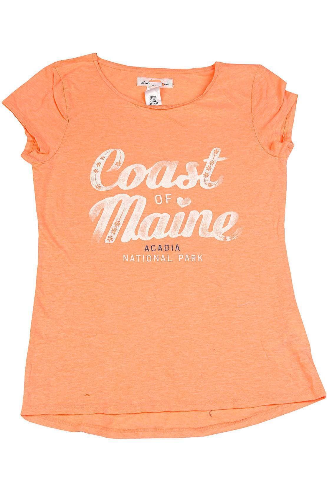 Cotton Fabric Round Neck T-Shirt - Orange