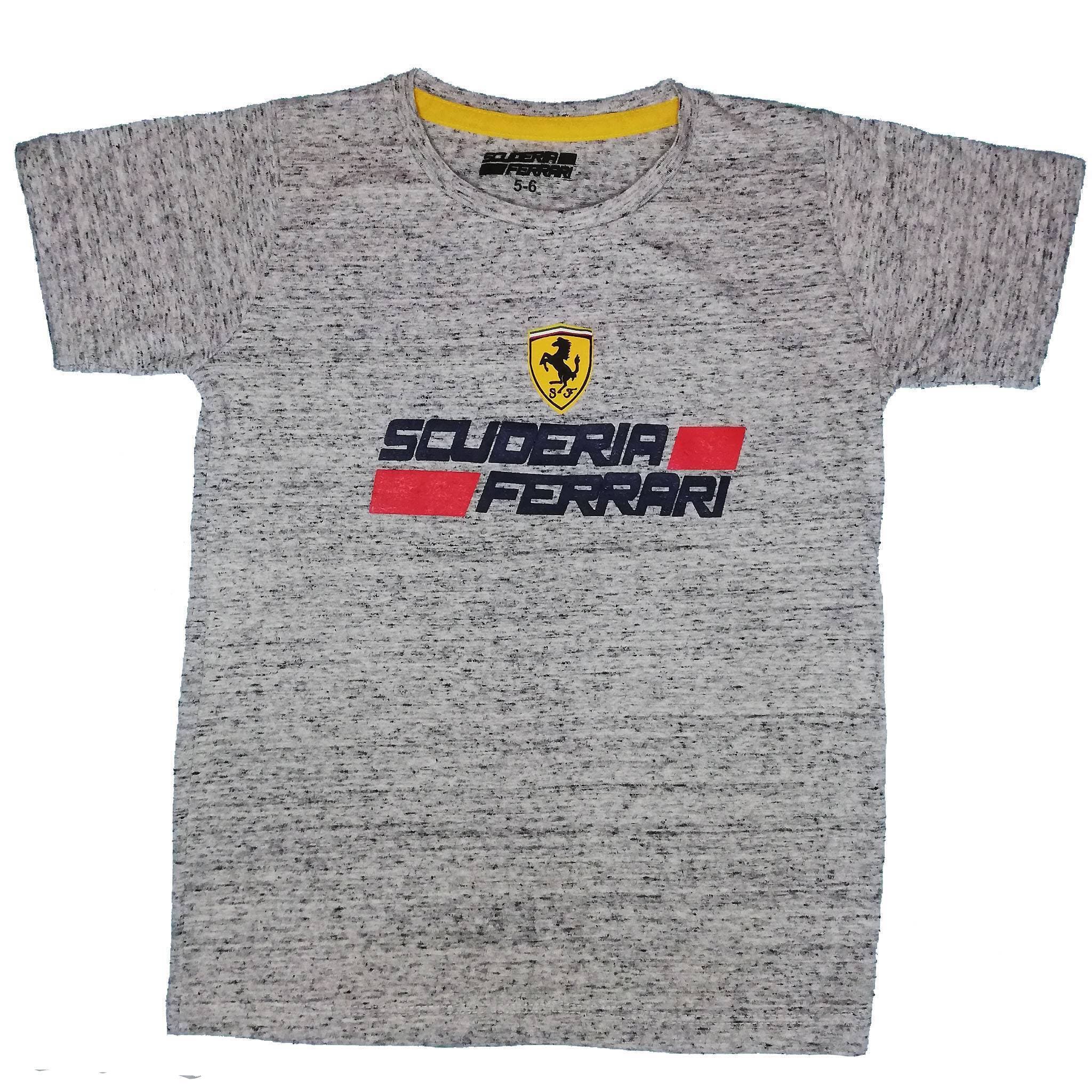 Sauderia Ferrari Round Neck Cotton Fabric Shirt - Light Grey