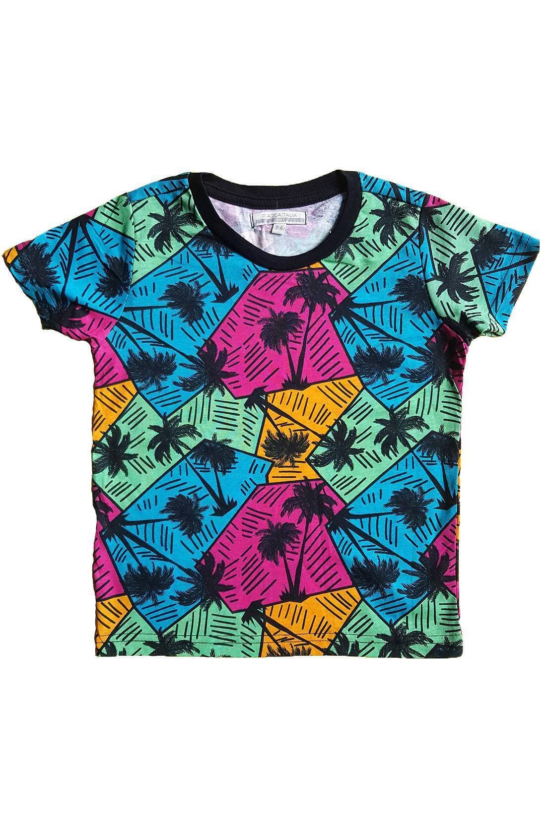 Piaza Italia Round Neck Cotton Fabric Shirt - mix-color